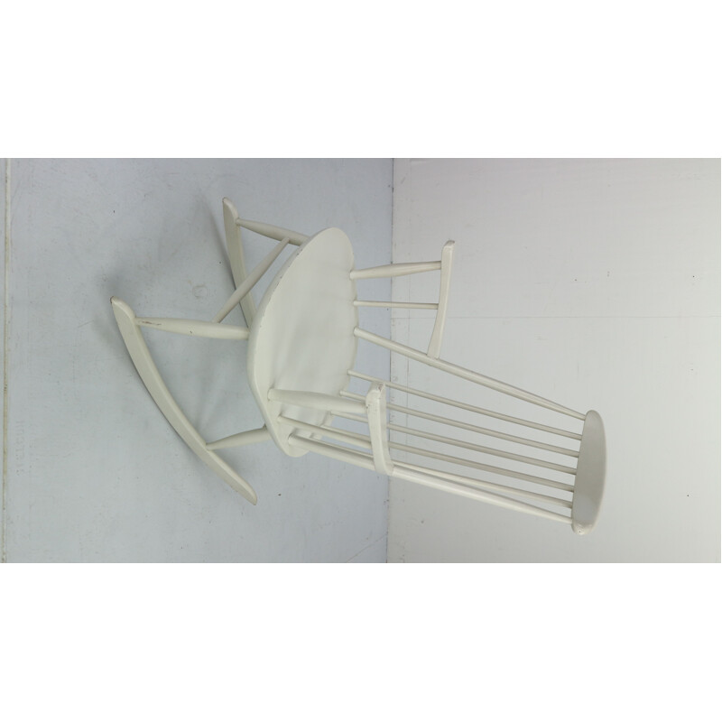 Vintage white Scandinavian rocking chair