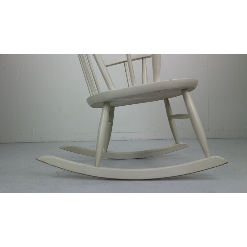 Vintage white Scandinavian rocking chair