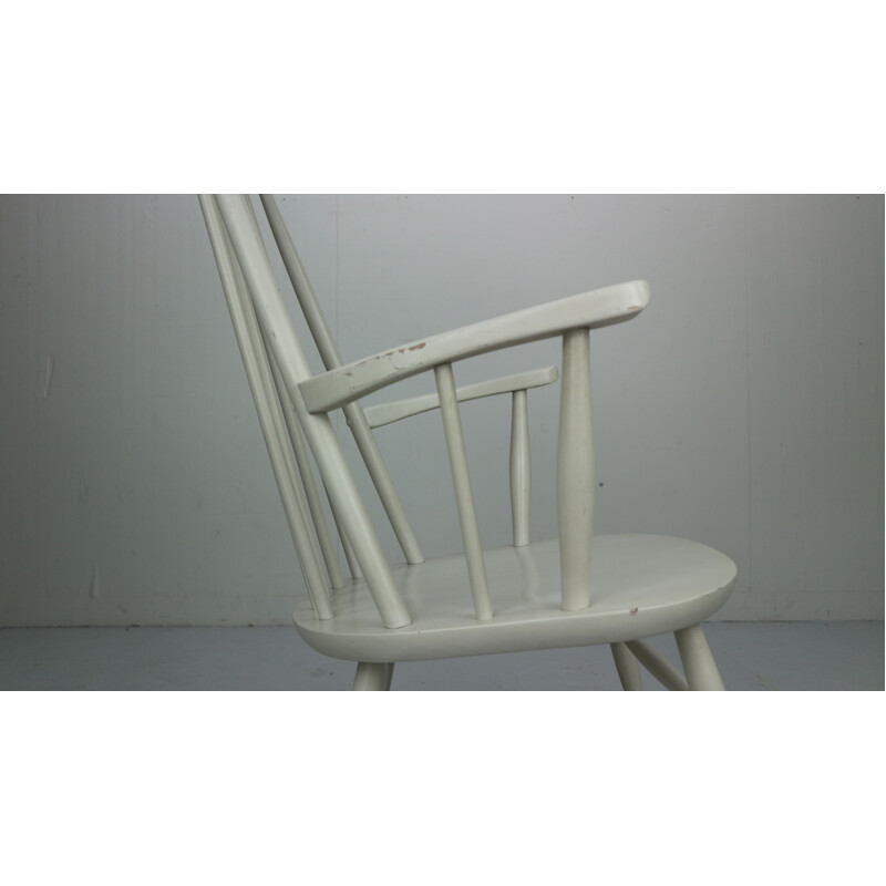 Vintage white Scandinavian rocking chair