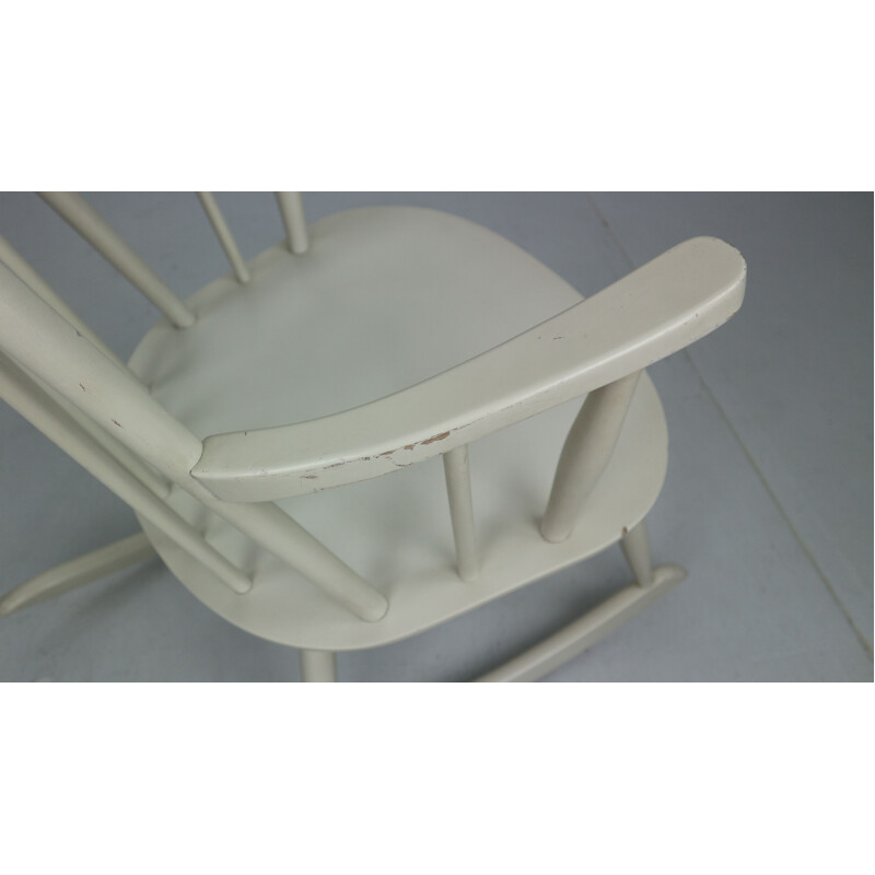 Vintage white Scandinavian rocking chair