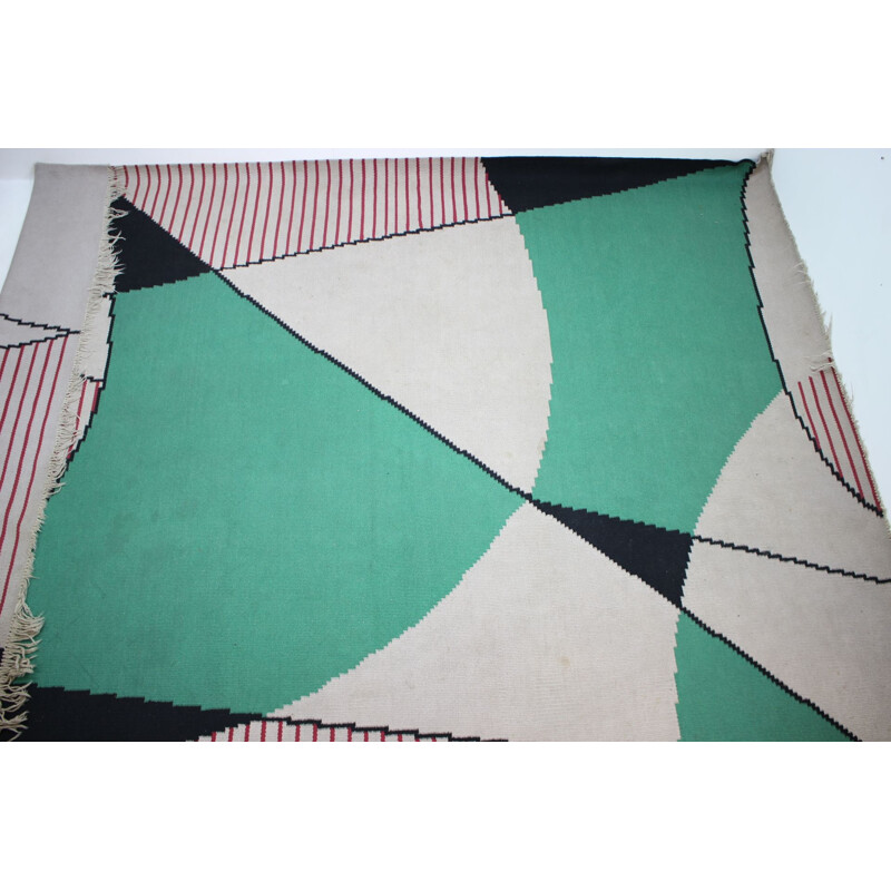 Vintage geometric design carpet, Czechoslovakia 1960