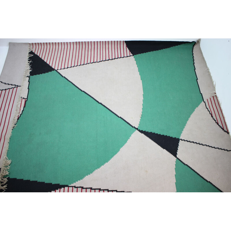 Vintage geometrisch design tapijt, Tsjechoslowakije 1960