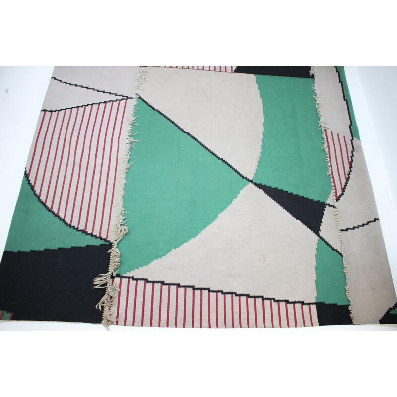 Vintage geometric design carpet, Czechoslovakia 1960