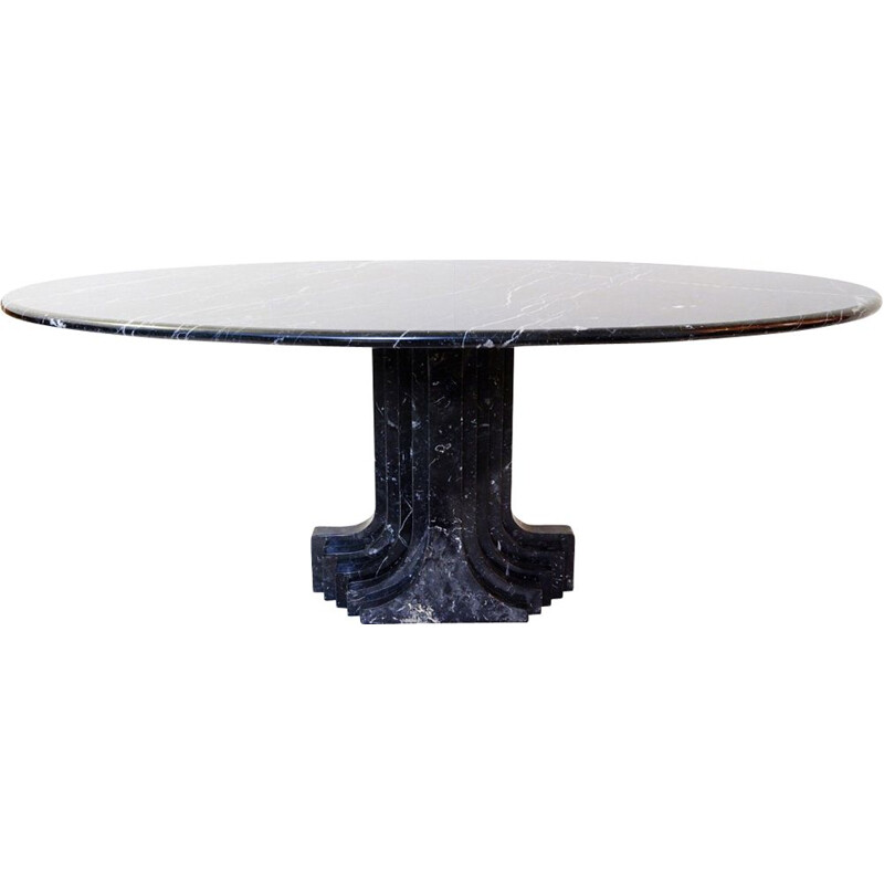 Table vintage en marbre noir par Carlo Scarpa