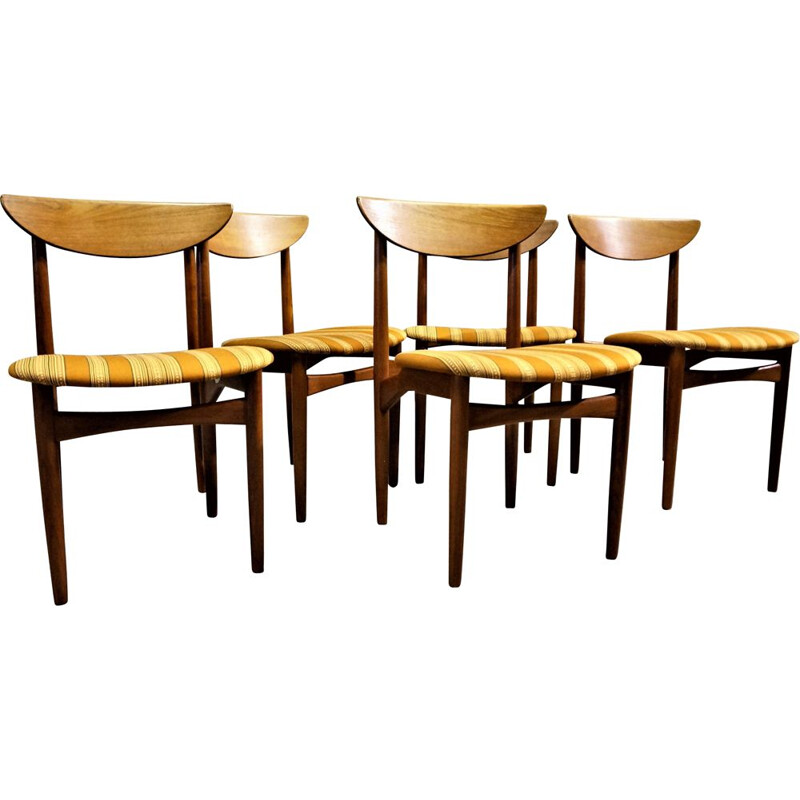 5 vintage Scandinavian dining chairs in teak by Kurt Ostervig,1960 