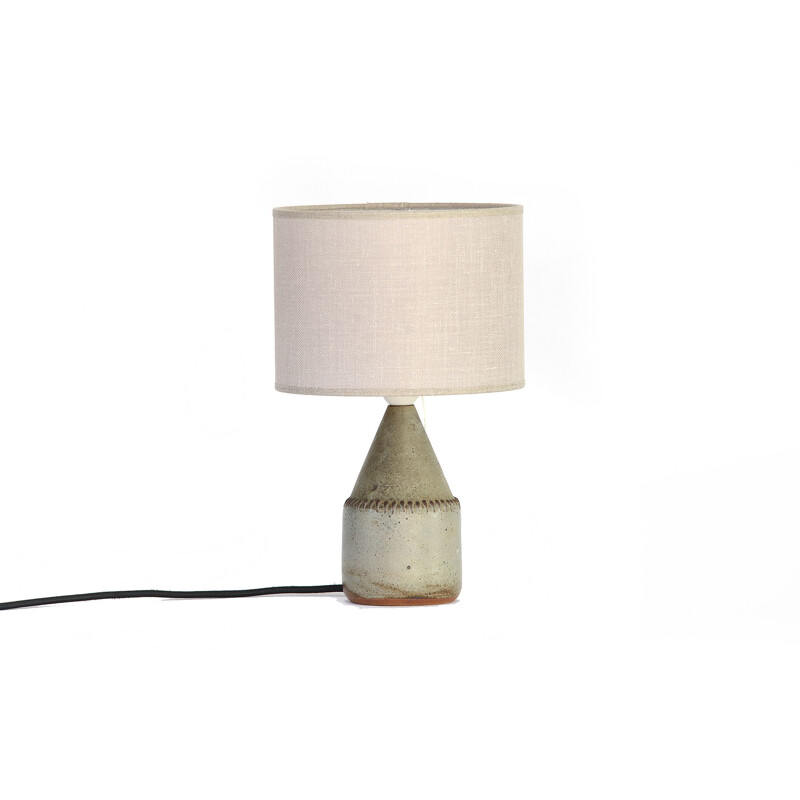 Lampe vintage scandinave pour Mölle en céramique verte et lin 1960