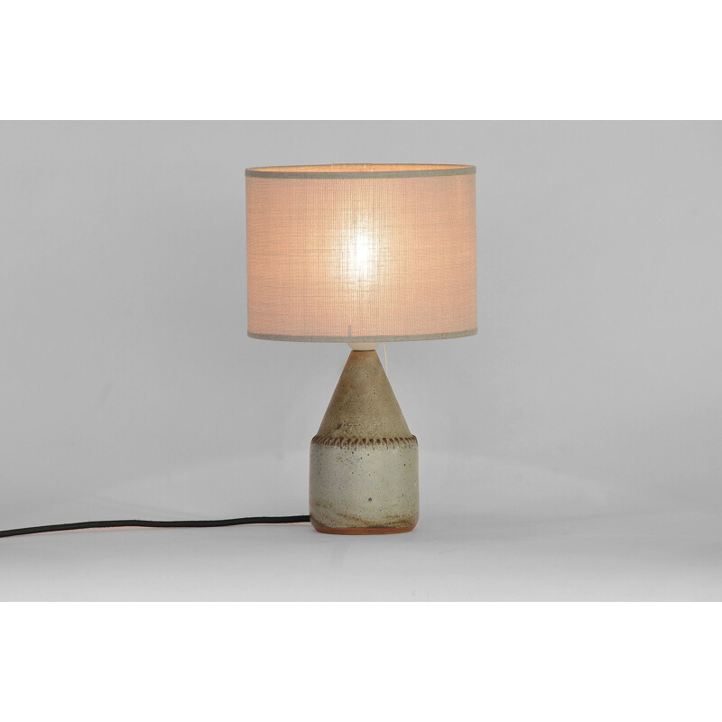 Vintage scandinavian lamp for Mölle in green ceramic and linen 1960