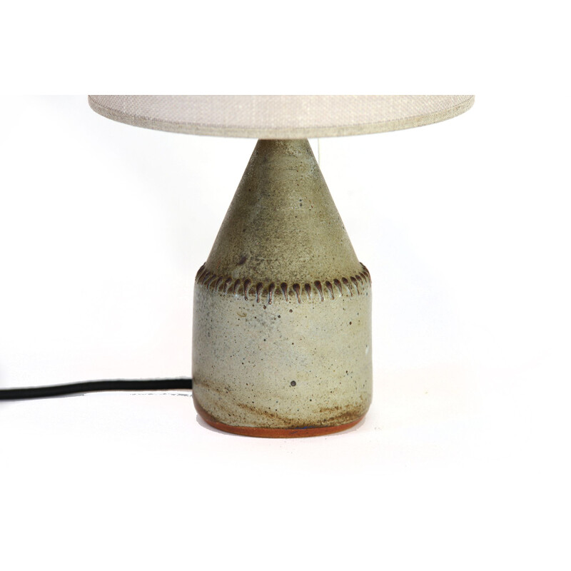 Lampe vintage scandinave pour Mölle en céramique verte et lin 1960
