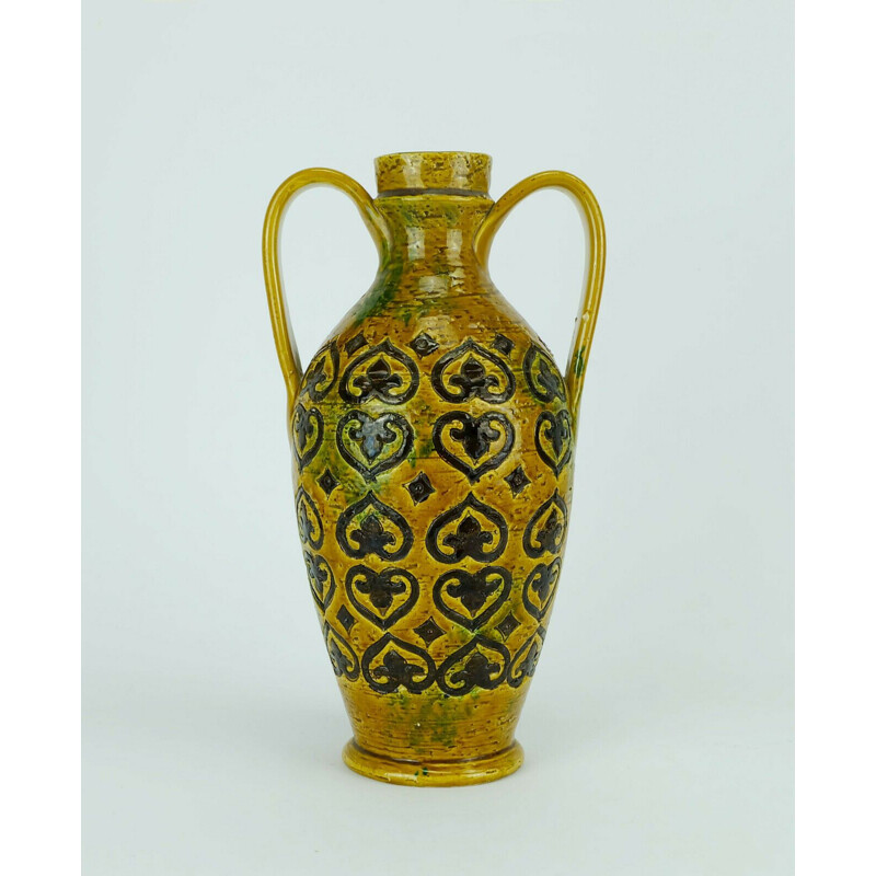 Vintage italian vase for Bitossi in yellow ceramic 1960