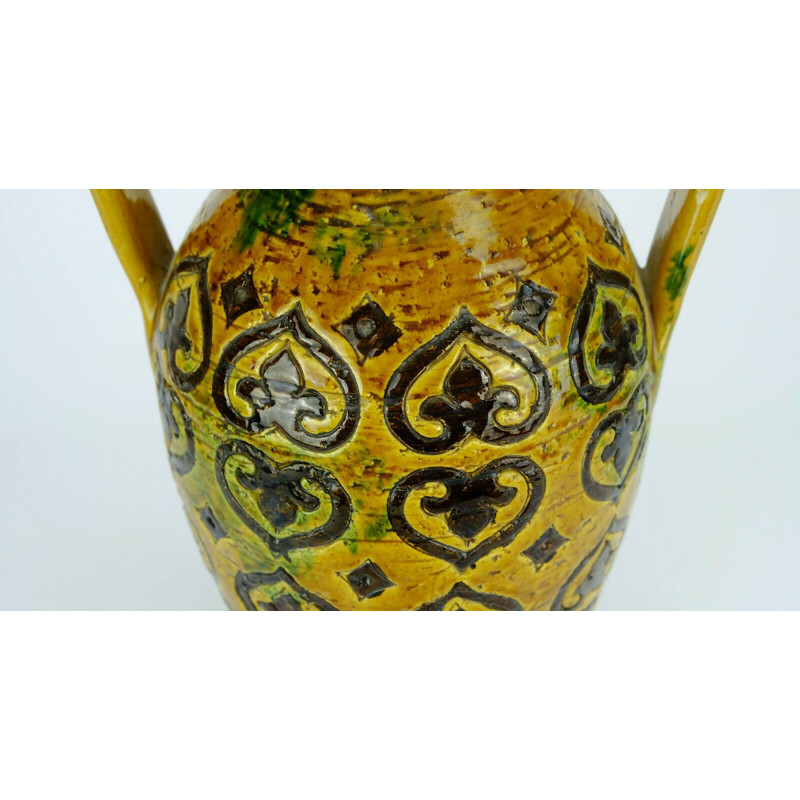 Vintage italian vase for Bitossi in yellow ceramic 1960