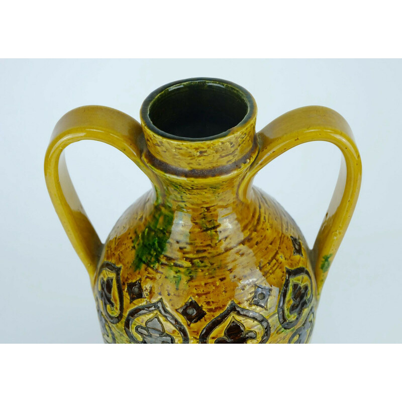 Vintage italian vase for Bitossi in yellow ceramic 1960