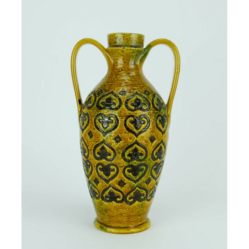 Vintage italian vase for Bitossi in yellow ceramic 1960