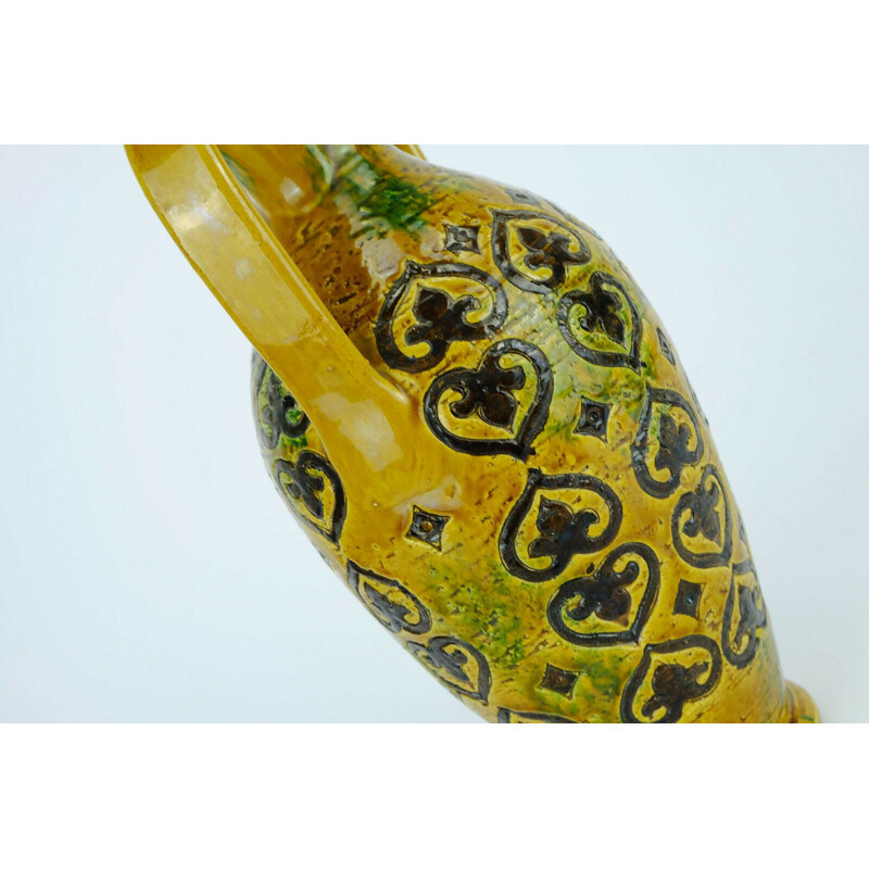 Vintage italian vase for Bitossi in yellow ceramic 1960