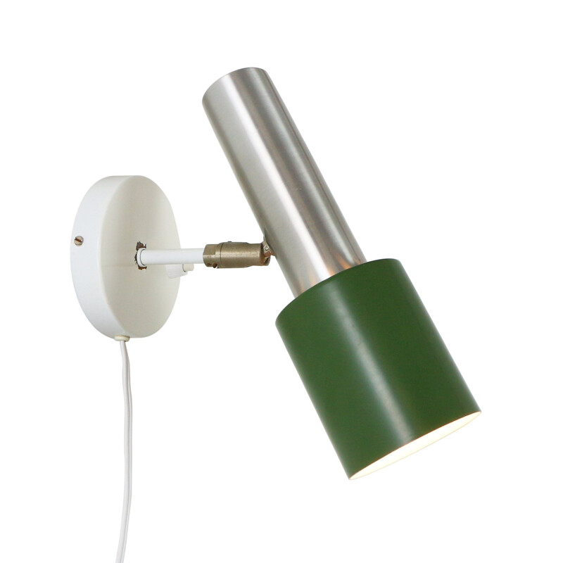 Vintage adjustable aluminium green wall light 1960s