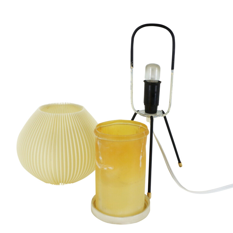 Vintage small cocoon lamp in plastic and metal 1950