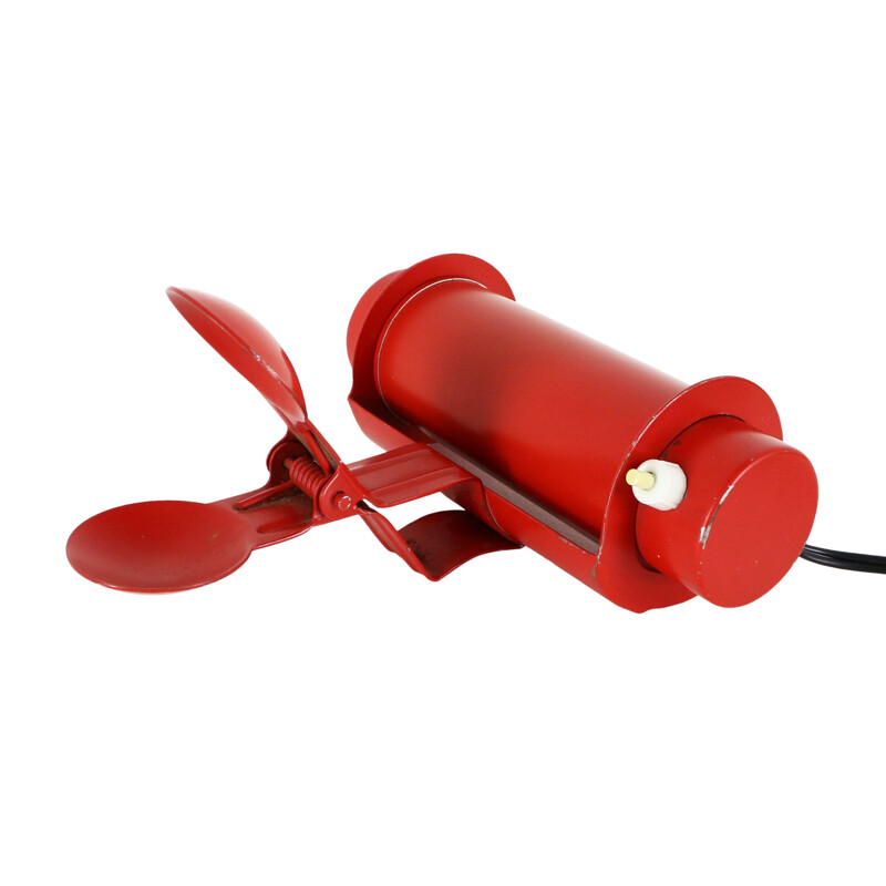 Vintage rotatable clamp wall light in deep red aluminium 1960s