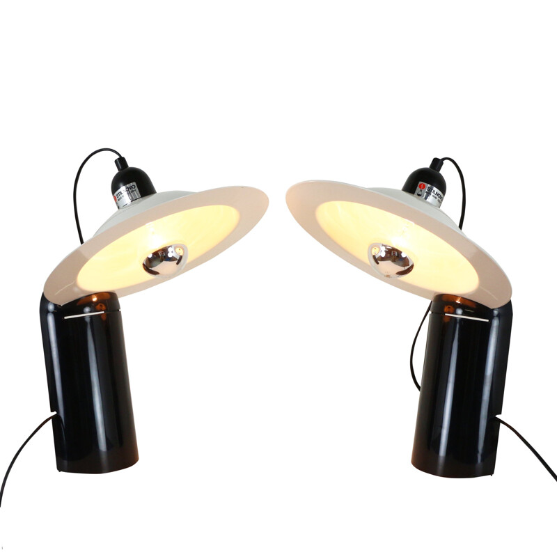 Pair of Lampiatta lamps for Stilnovo in black metal and plastic 1970s