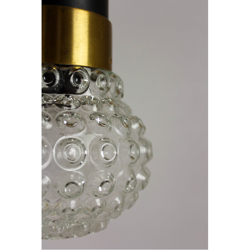 Vintage glass and metal pendant lamp by Napako, Czechoslovakia 1970