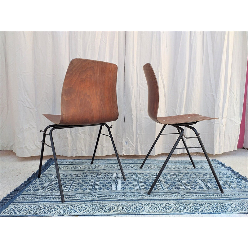 Pair of vintage Pagholz chairs in wood and metal 1960