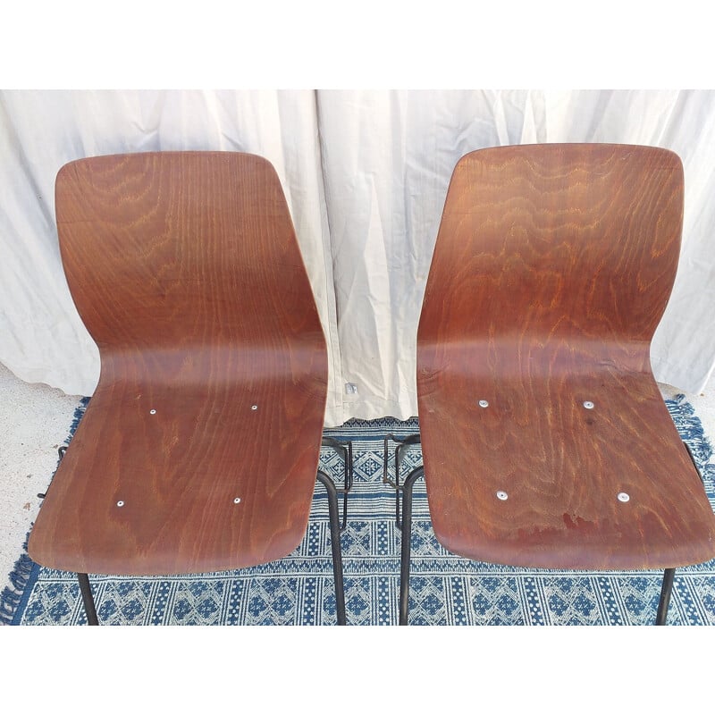 Paire de chaises vintage Pagholz en bois et métal 1960