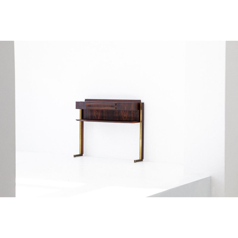 Vintage italian console table in brass and rosewood 1950