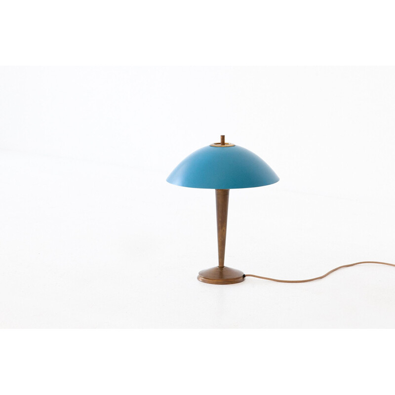 Lampe vintage bleue en laiton et métal 1950