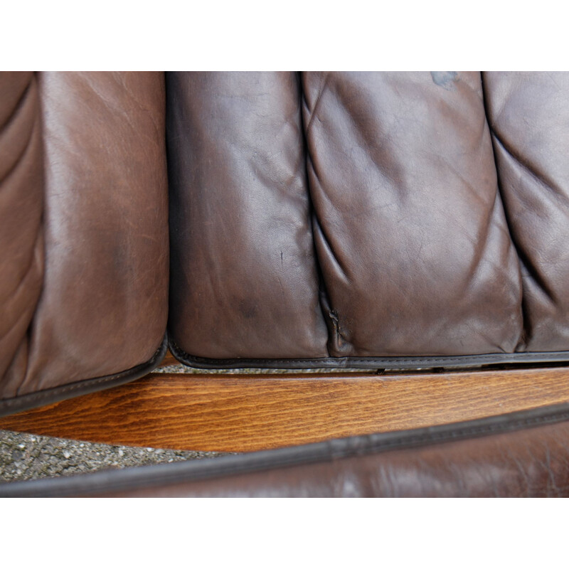 Pair of vintage armchairs for Westnofa in brown leather 1970