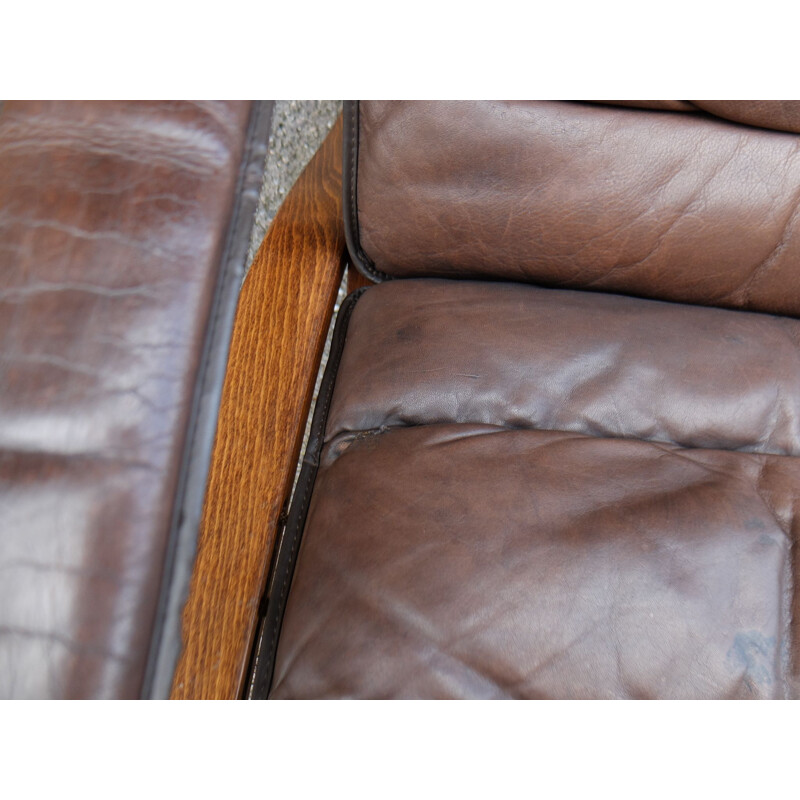 Pair of vintage armchairs for Westnofa in brown leather 1970