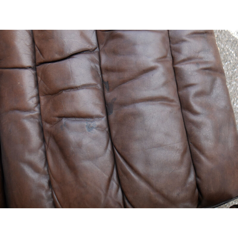 Pair of vintage armchairs for Westnofa in brown leather 1970