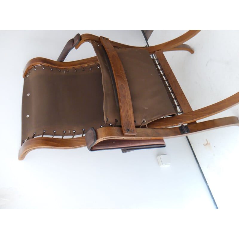 Paire de fauteuils vintage pour Westnofa en cuir marron 1970