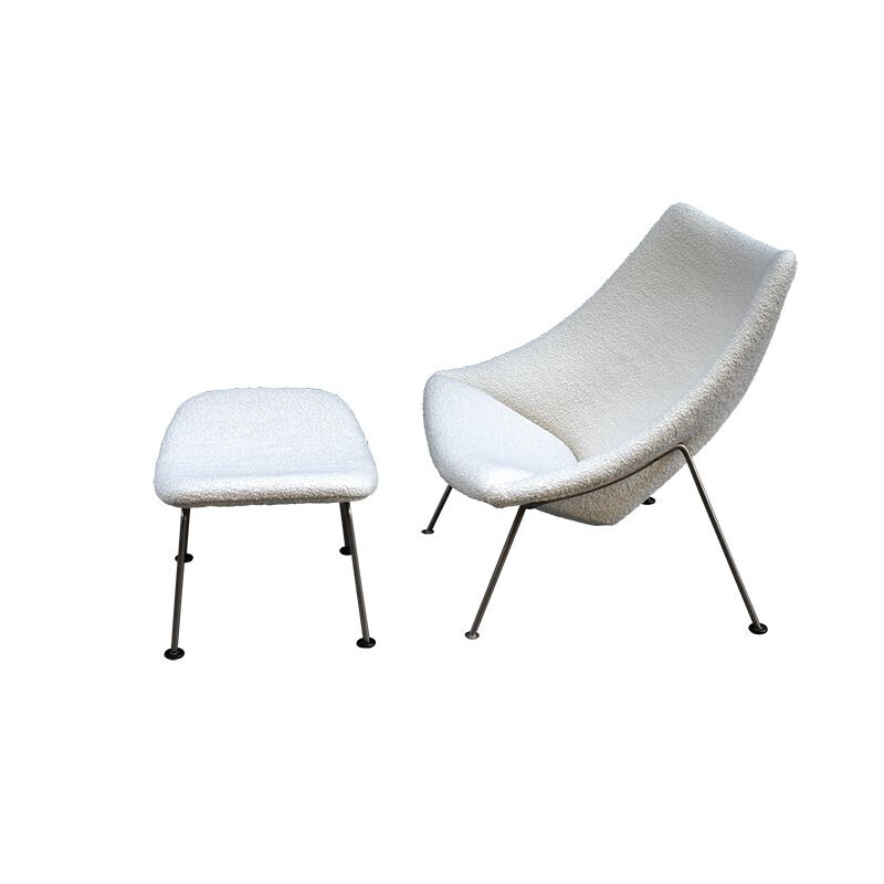 Vintage Armchair Oyster with its foot stool by Pierre Paulin