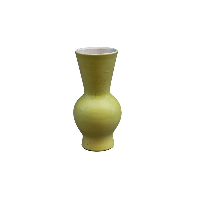 Vintage yellow glazed ceramic baluster vase by Pol Chambost, 1960