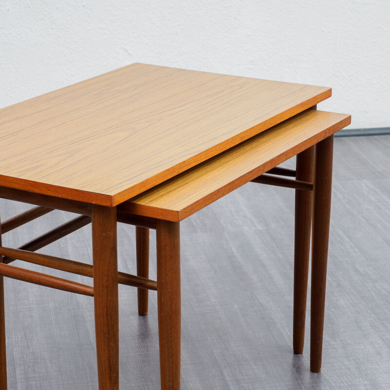 Pair of nesting tables in teak