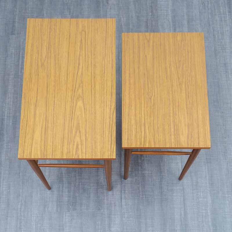 Pair of nesting tables in teak