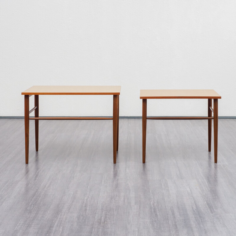 Pair of nesting tables in teak