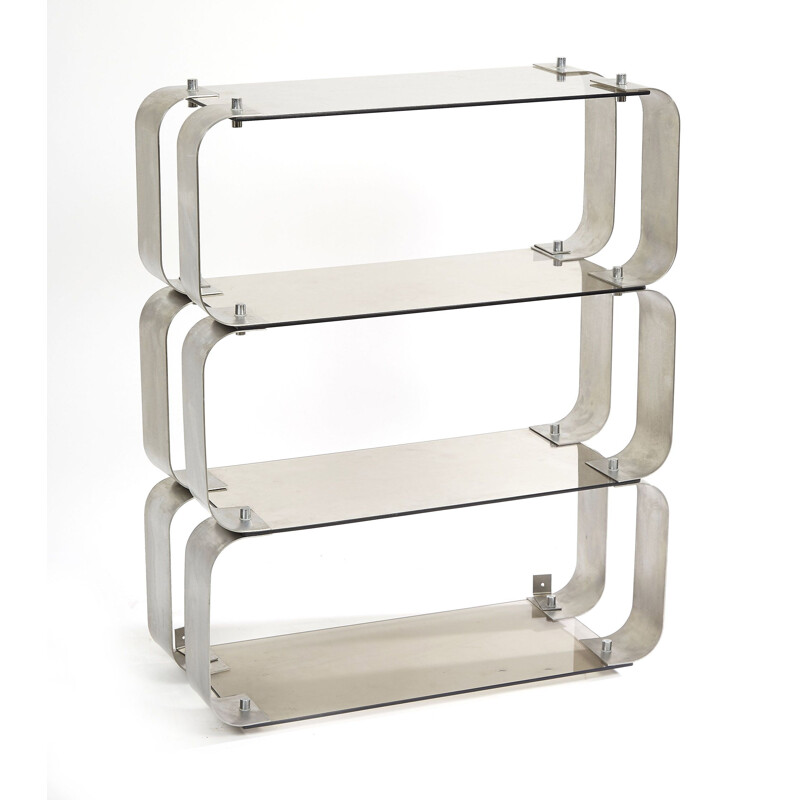 Brushed metal shelf by Donald Singer