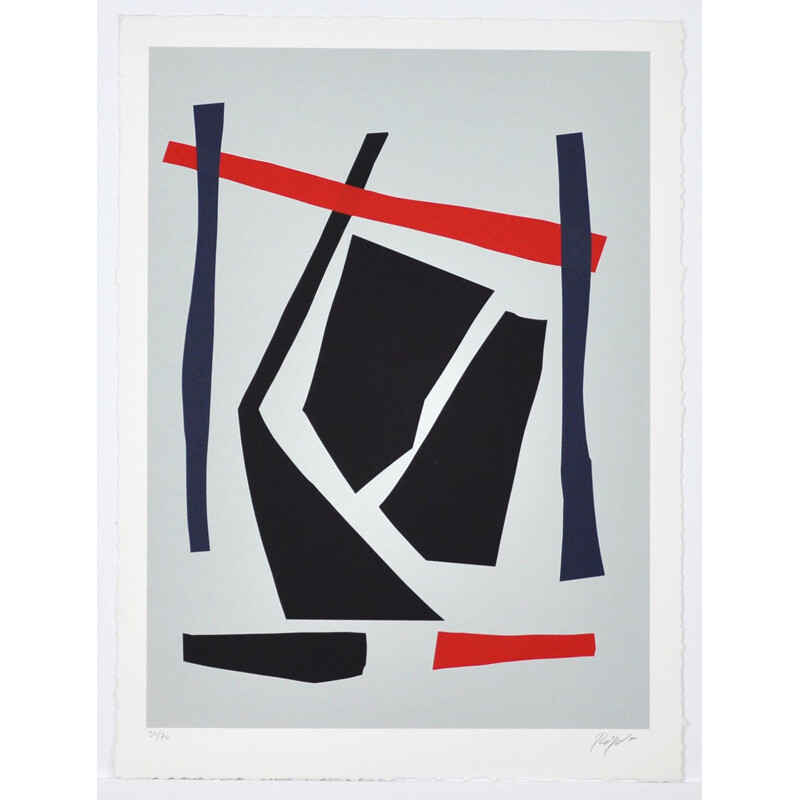 Vintage screen print in paper by Robert Jacobsen