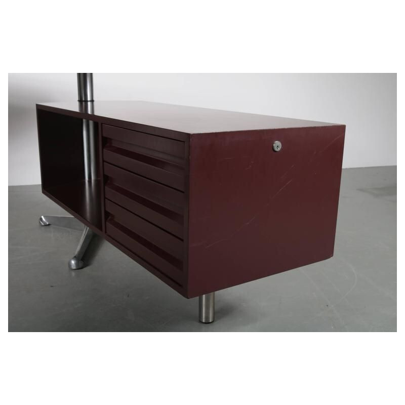 Vintage Executive Desk for Tecno Milano in wood and metal 1950
