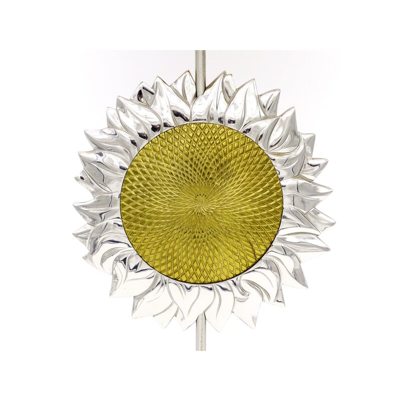 Vintage sunflower lamp for Maison Charles in bronze and brass 1970