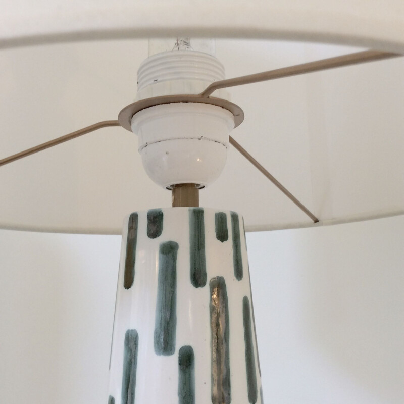 Lampe vintage française en céramique blanche 1950