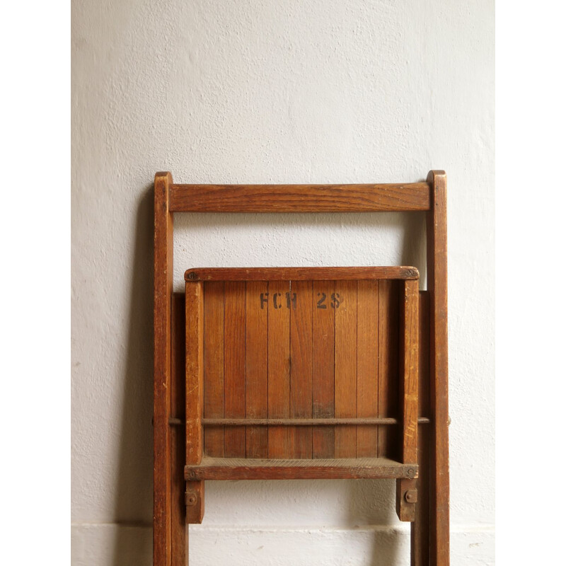Chaise vintage pliable en bois 1950