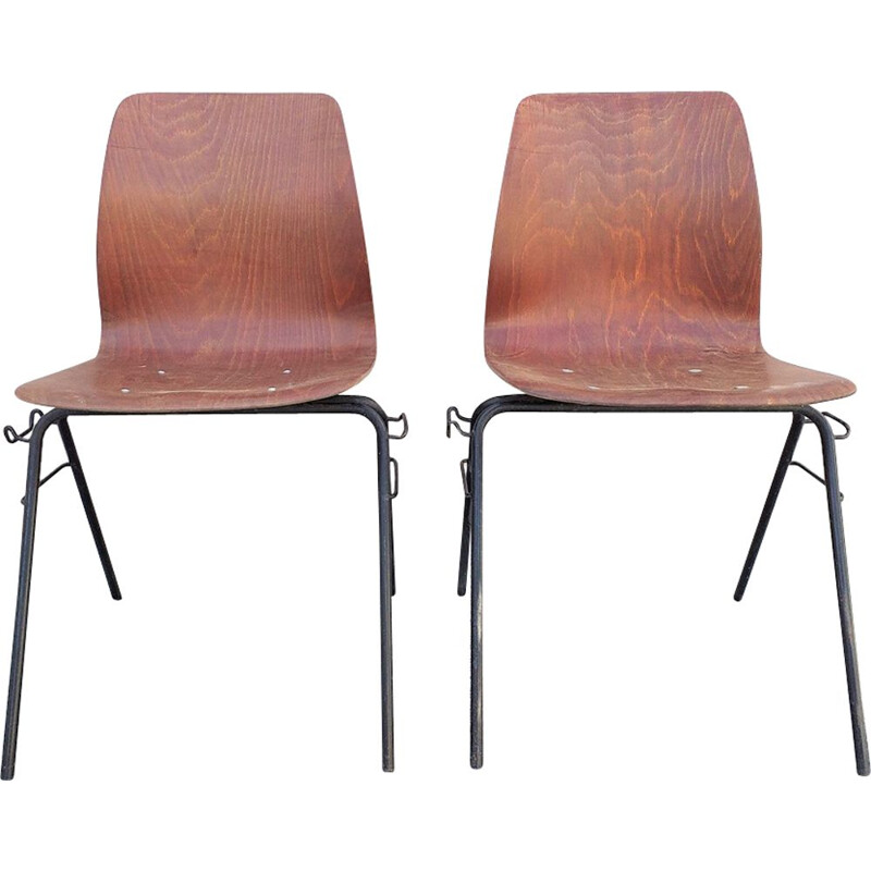 Pair of vintage Pagholz chairs in wood and metal 1960