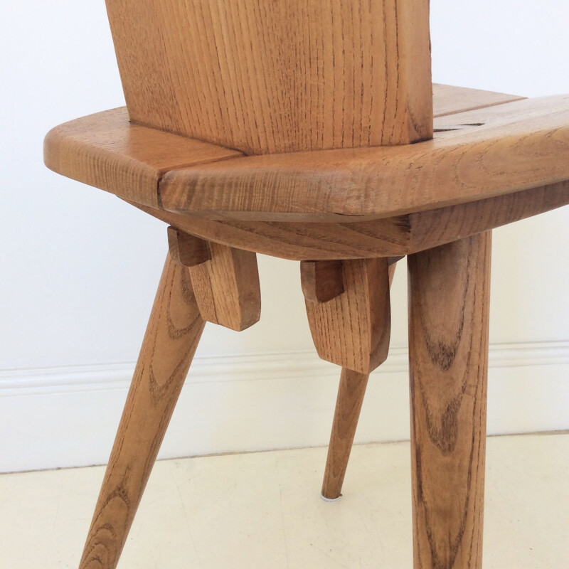 Set of 4 vintage french chairs in solid oak 1950