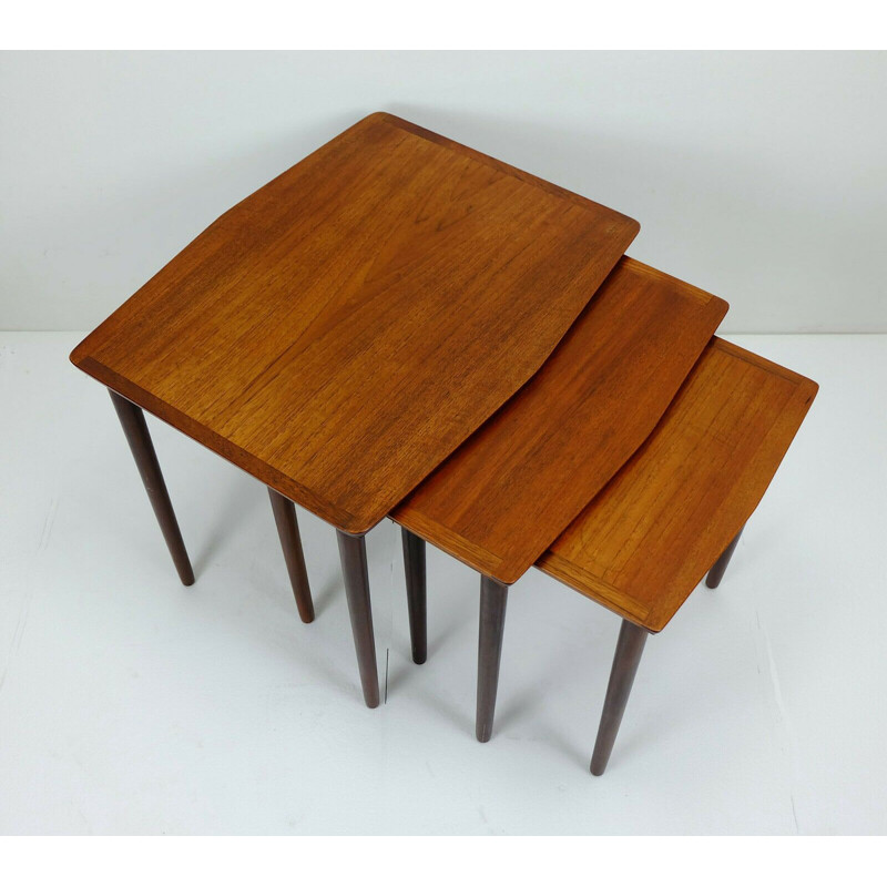 Set of 3 Vintage Nesting Tables in Teak, Denmark 1960s