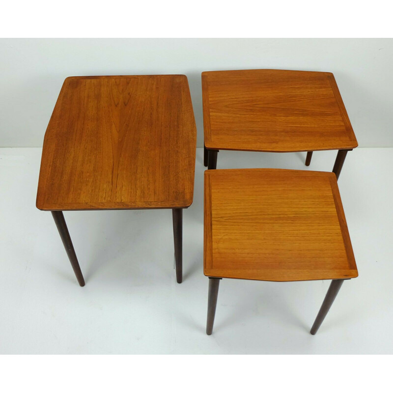 Set of 3 Vintage Nesting Tables in Teak, Denmark 1960s