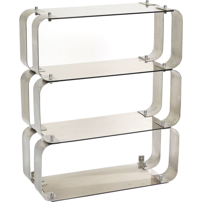 Brushed metal shelf by Donald Singer