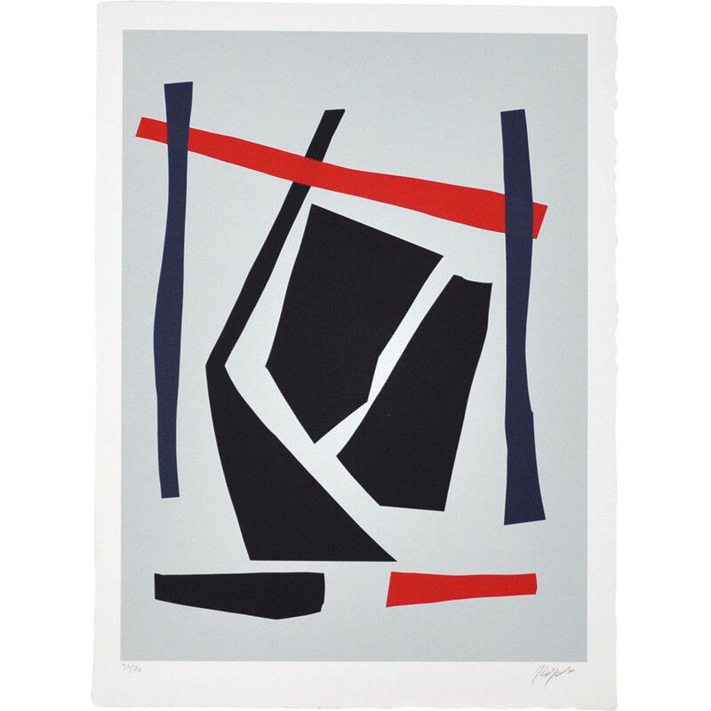 Vintage screen print in paper by Robert Jacobsen