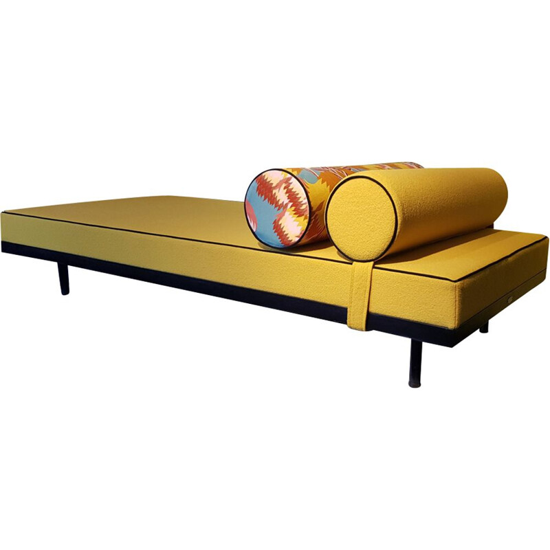 Vintage daybed  for Simmons in yellow wool and steel 1950