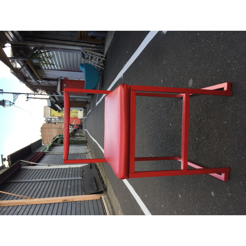 Set of 8 vintage chairs red 1980s