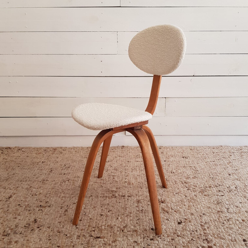 Set of 4 vintage chairs Bow-Wood n 3 by Steiner, France 1950s